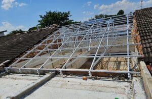 Aluzinc roof truss installation
